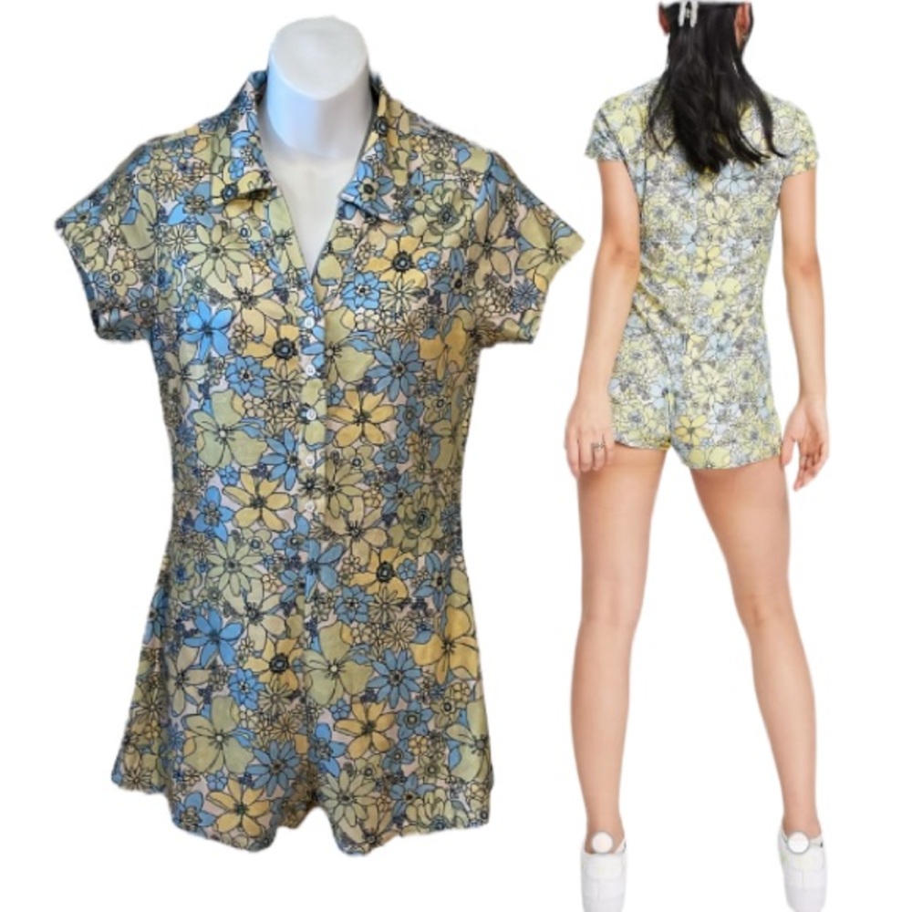 Miss Selfridge Retro Floral Towelling Romper Size 6